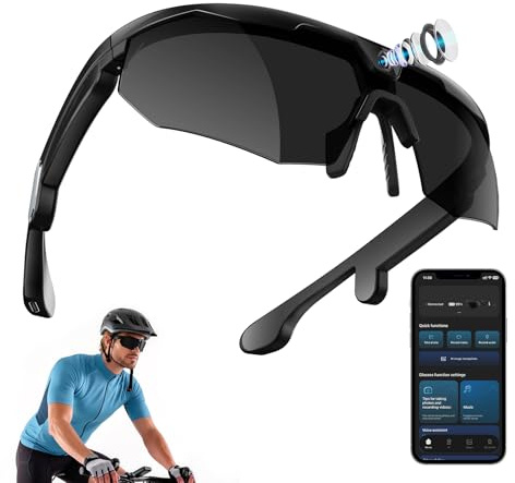 Tulbeys AI Smart Glasses with Camera 4K for Outdoor Sports Cycling/Skiing | 1200P HD POV Video Recording, 290 mAh Battery, Sport Audio Glasses & Bluetooth Sunglasses, Outdoor Sports Cycling/Skiing