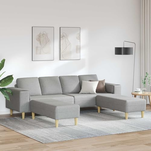 sephironlbb Wohnzimmer Couch 3-teilig Wolkengrau mit Polyesterbezug 250 x 188 x 76 cm, Polstergarnitur mit Ottomanen, Ecksofa mit Schlaffunktion und Relaxfunktion, ideal für Wohnzimmer und Gästezimmer