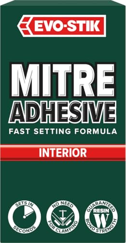 EVO-STIK Mitre Adhesive, Instantly Bonds Mitre Joints, Includes Activator Spray, Sets in Seconds, Easy to Apply, No Clamping, Size: 50g | EVO-STIK Mitre Adhesive, Instantly Bonds Mitre Joints, Includes Activator Spray, Sets in Seconds, Easy to Apply, No Clamping,