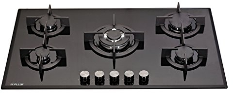 Millar, piano di cottura in vetro con 5 fornelli a gas integrati, 90 cm, con tecnologia FFD, GH9051PB 90