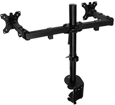 Ewent EW1512 Dual-Monitor plattskärm PC, fäste för 2 TV/bildskärm 13–27 tum, länkarm, VESA 75 x 75 och 100 x 100, ergonomisk och platsbesparande desk Mount för två bildskärmar, upp till 27 tum