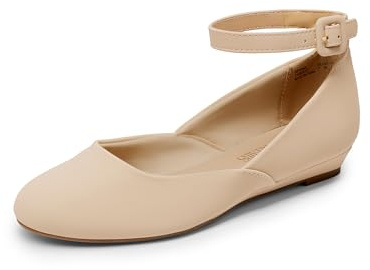 DREAM PAIRS Women's Ankle Strap Ballet Flats | Sparkly rhinestone ballet flats — soft suede, round-toe cuteness, all-day comfort for wedding, work