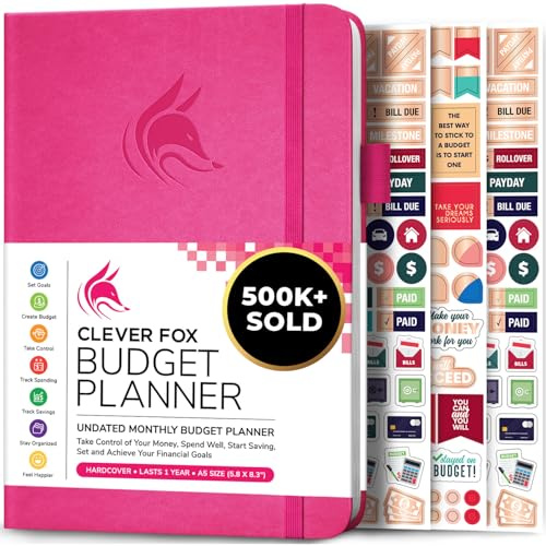 Clever Fox Budget Planner - Cahier des dépenses. Journal de budgétisation mensuel, planificateur financier et livre de comptes pour prendre le contrôle de votre argent. Non daté (Rose Vif, A5)
