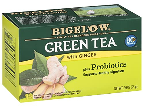 Bigelow, Green Tea with Ginger Plus Probiotics, 18 Tea Bags