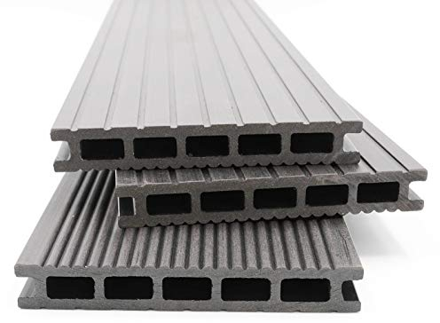 HORI® WPC Terrassenfliesen | Terrassendielen Malta Grau | Komplett-Set inkl. 40x60 mm Unterkonstruktion & Clips | Langlebig & Wetterfest | Rutschfest | Pflegeleicht | Dielenlänge 3,20 m I Fläche 19 m²