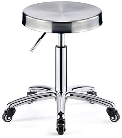 Heavy Duty Adjustable Height Stainless steel structure work shop Stool round Cushion, Salon Rolling Stool Swivel Chair On 5 Wheels, Load-bearing 330 Ibs GXFC SHOP