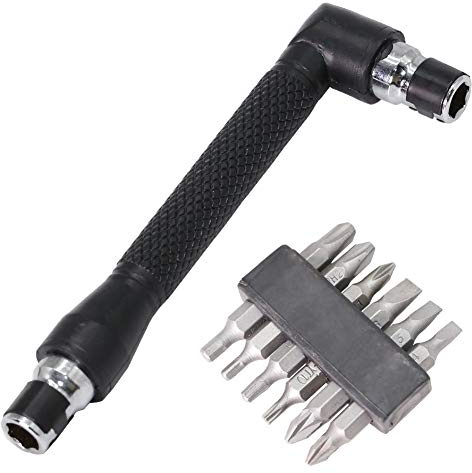 ArtisanShow Dual Head L-shaped Mini Socket Wrench 1/4/6.35mm Screwdriver Bits Key Utility and 12 PCS Universal Screwdriver Nut Driver Drill Bit Set Power Hand Repair DIY Tools Gift for Machinist