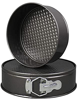 Springform Pan Set of 2 Pieces (7/9) Nonstick Cake Pan Bakeware Set Cake Mold with Removable Bottom, Quick Release Latch Moulds for Smash Cake, Pizzas and Quiches