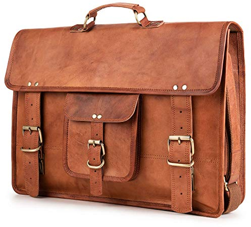 Berliner Bags Vintage Umhängetasche Berlin XXL aus Leder, Messenger Bag mit Laptopfach für Damen und Herren - Braun