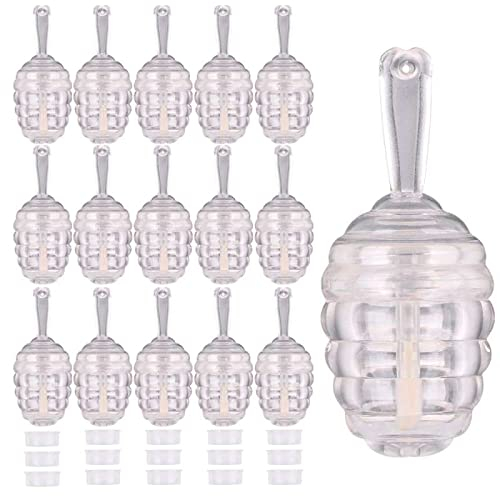 BODYA 15Pcs Honeycomb Lip Gloss Tubes Honey Pots Shaped Lip Balm Tube Clear Empty Lip Glaze Containers Lip Balm Bottle Dispenser with Rubber for DIY Lipstick Cosmetic Sample,Clear