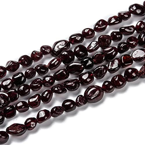 Beadthoven - 1 filo di granato naturale liscio burattato pietra preziosa per braccialetti e gioielli, foro: 0,7 mm, 41 cm