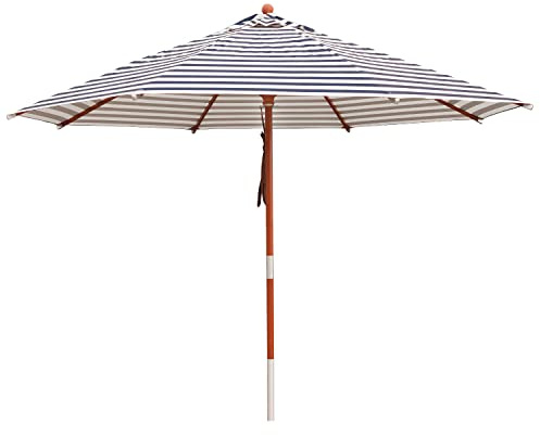 anndora® Sonnenschirm mit Holz Stamm 2 Teile Stammschutz - Gartenschirm 3,5 m rund 350 cm - UV Schutz + Winddach - Farbwahl