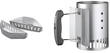 Weber 7403 Char-Basket Charcoal Briquet Holders & Rapidfire Barbecue Chimney Starter, 15cm | Aluminium BBQ Fire Starter with Two Safety Handles | BBQ Charcoal Burner in Steel | Weber