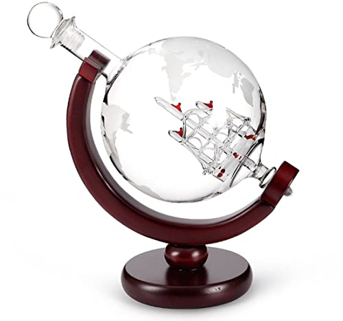 ACGrade Whiskey Decanter, Globe Decanter, Whisky Decanter Bottle, Glass Crystal Decanter, for Wine, Bourbon, Tequila, Brandy, Vodka, Liquor, 850ml