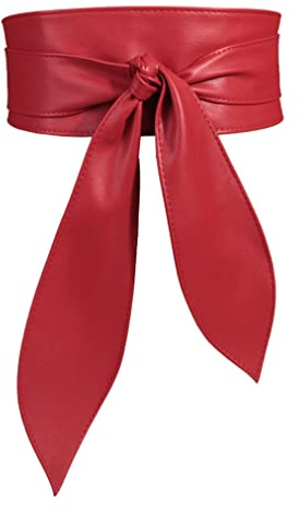 FEOYA Kunstleder/Denim Wickelgürtel Party Kleidgürtel Hochzeit Brautgürtel Bindegürtel Taillengürtel Elegante Damen Wickel-Retro zum Schnüren Breiter Obi Gürtel für Kleid, S-L, 1/2 Pack
