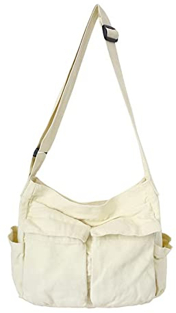 Chirest Messenger-Tasche, große Hobo-Umhängetasche mit mehreren Taschen, Canvas-Schultertasche für Damen und Herren
