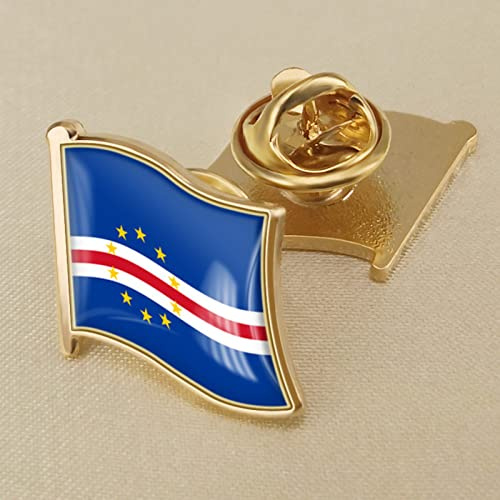 Ring Yellow Star Stripe Cape Verde Flag Pin Badge,Flag Lapel Pin Enamel Badges,National Waving Flag Pins,Metal Flag National Badges Pins,Brooch Souvenir Gift for Men Women,sector 19x18MM,picture