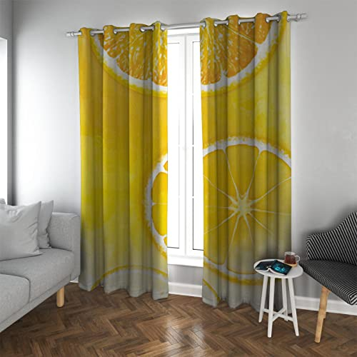 HengYun ART Orange Frucht Verdunkelungsvorhänge für Schlafzimmer kleine Fenster wärmeisolierte Block Out Schallschutzvorhänge Set von 2 Paneelen 2xB106xL183cm