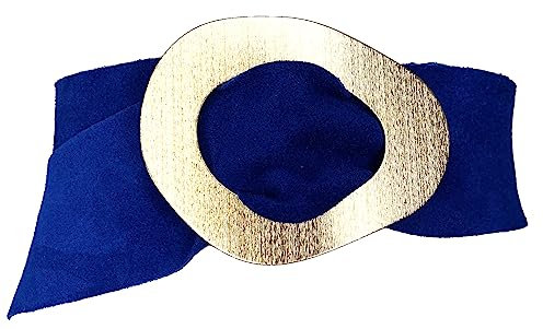 FISH IN THE SEA - Boho Gold - Royal Blau - Velourleder - Gürtel - Taillen - Hüftgürtel - Ibiza breiter Gürtel mit goldener Schliesse für Kleid Hemd Bluse