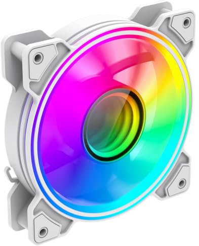 GameMax 120mm Infinity Addressable-RGB PC Case Fan White, Infinity Mirror Center ARGB Light Effect 5V 3pin Motherboard Aura Sync 1200 RPM 3pin Power - Suitable For Computer Cases & CPU Liquid Coolers