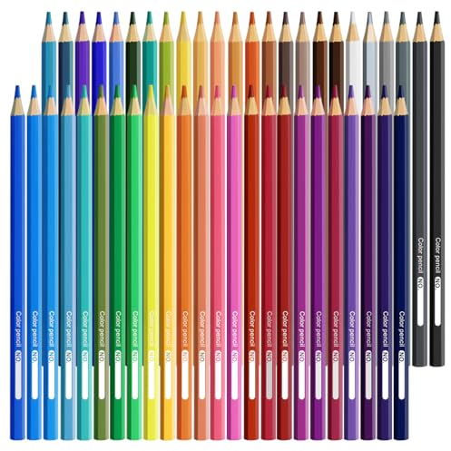 WISYOK Buntstifte Set 48 Farben, Sechseckige Farbstifte, Holzstifte, Colored Pencils im Kartonetui für Schulanfänger