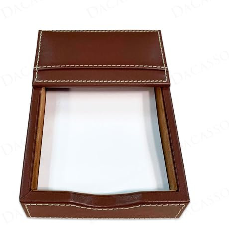 Dacasso Luxuriöser rustikaler brauner Memo-/Notizhalter aus Leder, 10,2 x 15,2 cm, für den Schreibtisch – Executive Decor & Office Desk Organization Essential