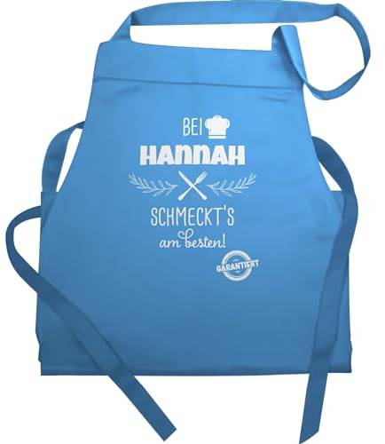 Schürze - Kochschürze - Bei Name schmeckts am besten I Geschenk Kochen Oma I Mama I Opa I Papa - 60x87 - Hellblau - koch personalisierte küchentextilien küche schmeckt küchenschürze