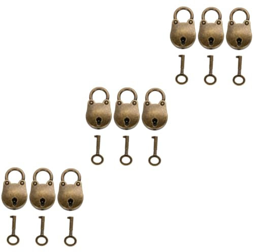 BESTonZON 9 Stk Schmuck Schlüsselschloss Bastelbedarf Mini-Schloss kann Vorhängeschloss Mini Vorhängeschlösser Schlüsselschloss -Schlüsselschloss Mit Schlüssel Tastensperre Kunsthandwerk