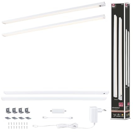 Paulmann 98618 LED Unterschrankleuchte Inline Starterset 2x6W 550x26mm 2x500lm 24V Weiß matt 3000K dimmbar