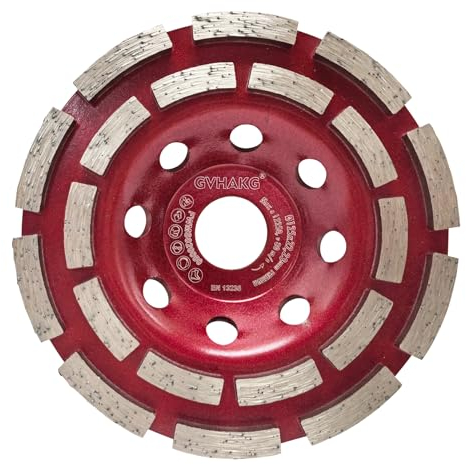GVHAKG Diamant Schleiftopf 125mm×22.23mm, Doppelreihig Schleifscheibe Für Beton Stein Naturstein Fliesenkleber Granit Mauerwerk