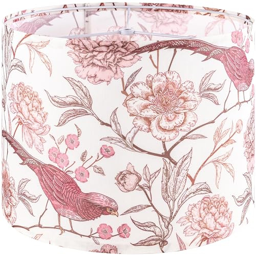 GOSO Medium Lampshade Polyester Fiber Printing Flowers and Birds Drum Lamp Shade For TableLamp,Floor Lamps,Diy Pendant Light,Wall Hanging,13 Top x 13 Bottom x 10 High(Spider) - Assembly Required