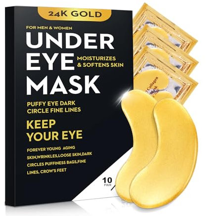 10 Paia Oro 24 carati Maschera per gli occhi Collagene Sotto gli occhi Maschera Cerotti per Occhiaia Gonfiore, Rinfrescare, Rivitalizzante, Viaggi, Rughe, Occhi Patch