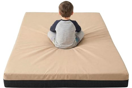 Kosiproducts Gymnastics Non Slip Crash Mat for Tumbling Landing Gym Training exercise, Bouncy Castle Small (50cm x 50cm) Beige
