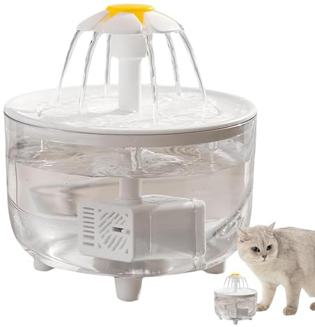 Fuente de agua para gatos, Fuente automática para mascotas,Diseño de flor con boquilla de gatito de metal animal de 33,8 onzas - Filtro automático fácil de limpiar, dispensador de agua para gatos ultr