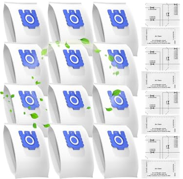 12 Pack GN for Miele Vacuum Bags,Compatible with Miele Hoover Bag, Hyclean GN Vacuum Bags for C1 C2 C3, S227 S240, S400 Series, S2, S5, S8, Includes 4 Motor Filters & 4 AirClean Filters