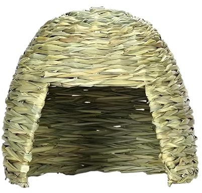 Grashaus Für Meerschweinchen | Natürlich Getrocknetes Gras Heuhaus | Handgewebte Strohhütte | Faltbare Betthütte | Kaninchenhaus Stall Grashaus Für Meerschweinchen | Spielhaus Für Chinchillas Hamster