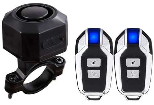 Mengshen Alarma de Bicicleta Recargable con 2 de Actualización de Control Remoto 110dB Loud Impermeable Antirrobo Vibración Alarma para Ebike Motocicleta Scooter Coche Incluye Cable Carga