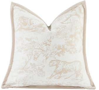 Croker Horse Fundas de cojín de 20 x 20 pulgadas, patrón de selva con borde bordado, felpilla jacquard bordada, estilo moderno de lujo, para sofá, cama, sala de estar y dormitorio