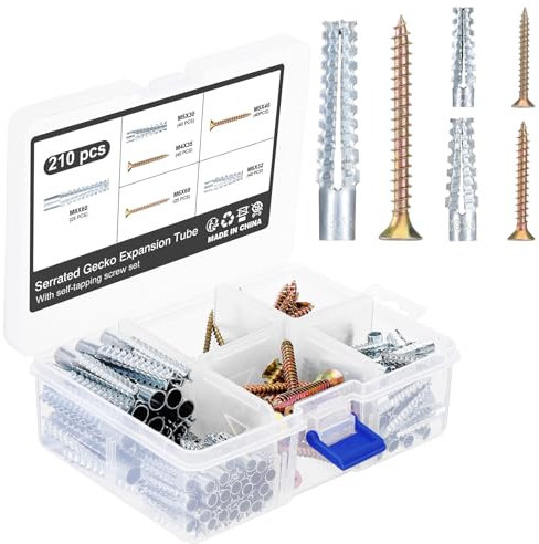 Knpwer 210 Stück Hohlraum Metalldübel mit Schraube, Expansionsschraube, Hohlraumdübel Metall Spreizdübel,Hohlraum Metalldübel mit Innengewinde,Metall Hohlraumdübel