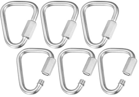 M METERXITY 6-Pack Quick Chain Link Connector, M8 5/16 304 Stainless Steel Triangle Locking Repair Chain Links for Swing/Camping/Hiking/Backpack, Twist Key Ring Screw Chain Link [Silver]