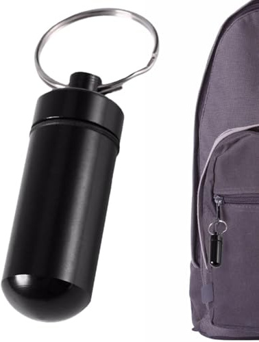 Tablettenbehälter Schlüsselanhänger | Kleine Tasche Pillendose Schlüsselanhänger - Metalltaschen-Pillendosen Schlüsselanhänger für Geldbörse für Reisen, täglicher Pillenbehälterhalter für Männer und F