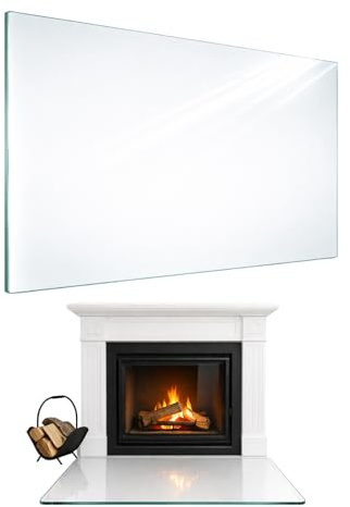 TMK ArtDeko Placa de cristal transparente para estufas de chimenea – Placa rectangular de protección contra chispas de cristal templado – 70 x 52 cm