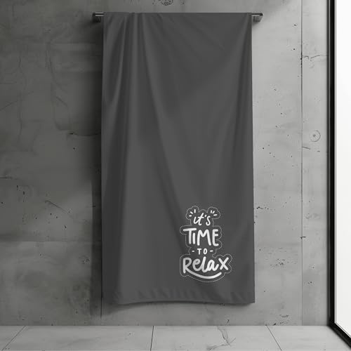 MTOnlinehandel Strandtuch XXL 100x200 cm – Weiches & Saugfähiges Badetuch Relax-Design grau anthrazit – Baumwolle & Mikrofaser Mix – Schnelltrocknend – Perfekt für Strand