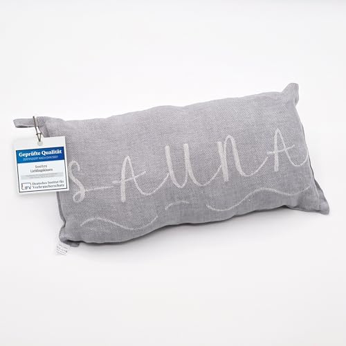 sositex | 1 cuscino da sauna di alta qualità | Design: BANGA | Dimensioni: 45 x 22 cm, 100% lino amaca, spiaggia o picnic (grigio/bianco)