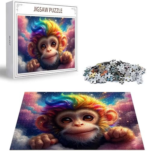 Puzzle 1000 Teile Tier Puzzle Erwachsene, DIY Groß Puzzelmatten, Holzpuzzle für Erwachsene und Kinder ab 12 Jahren Wooden Jigsaw AFFE Geschicklichkeitsspiel für Die Ganze Familie, Geschenke D-97