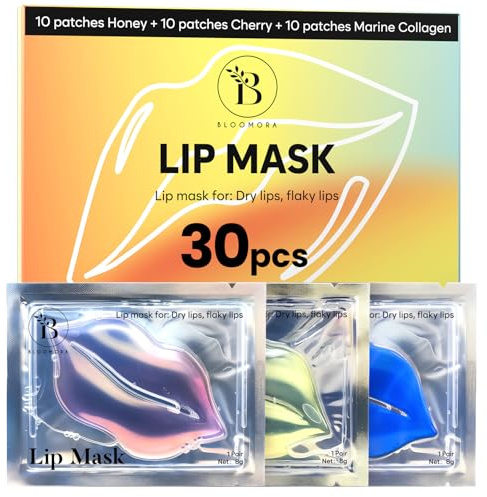 Set Maschere Labbra (30 pezzi) - Collagene Marino, Ciliegia e Miele - Maschera Labbra Idratante, Antirughe e Anti-età per Donne - Lip Masque - Cura della Pelle per San Valentino