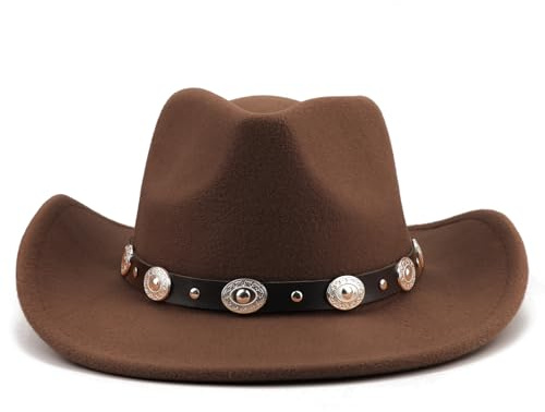 DRESHOW Fedora-Hut mit breiter Krempe für Damen Gürtelschnalle Retro-Panama-Schlapphut