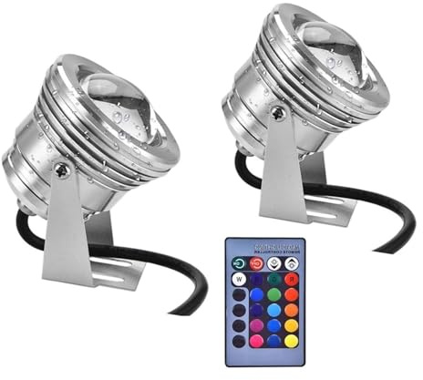 Confezione Da 2 Luci LED Sommergibili Per Fontane - Luce Per Piscina Esterna Da 10 W, Illuminazione RGB Per Acquario, Faretti Con Telecomando, Lampada Subacquea Impermeabile IP68 Per Laghetti(10W(220V