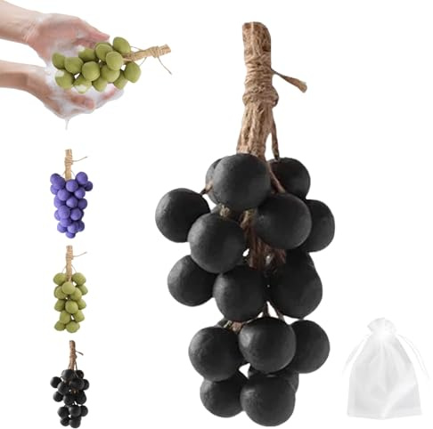 Grape Soap On A Rope,grape Cluster Soap,Handmade Grapes-Shaped Soaps, Natural Cold Process Artisan Soaps,for Washing Hands,Clean Scent for Men and Women-B-20