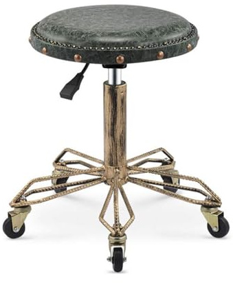 Pianopall på hjul, ståpall for kontor med svart PVC-konstlädersits, höjd 43~59 cm, bärvikt 160 kg(Style#4)